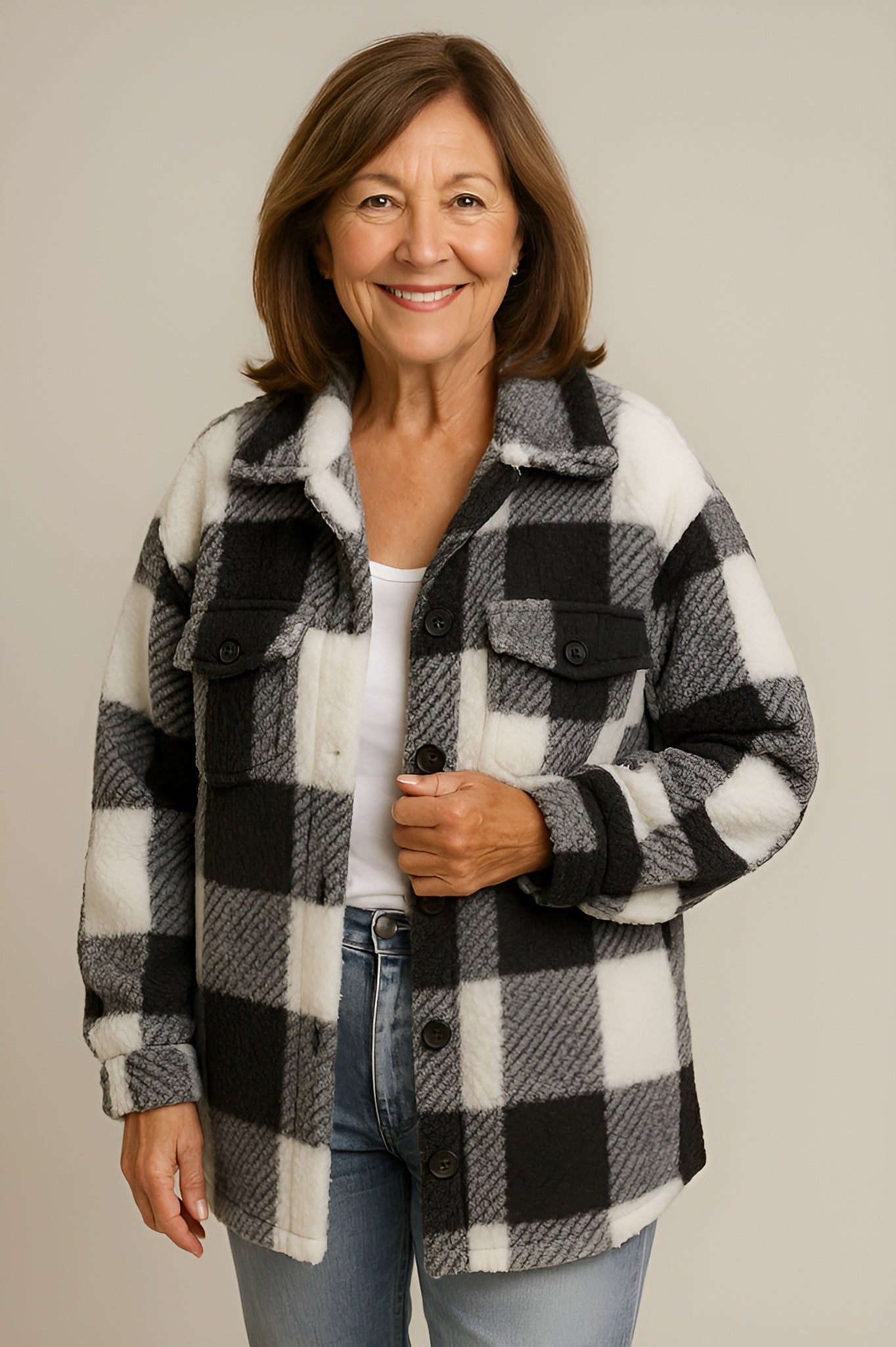 Emmy™ | Everyday Plaid Sherpa Jacket