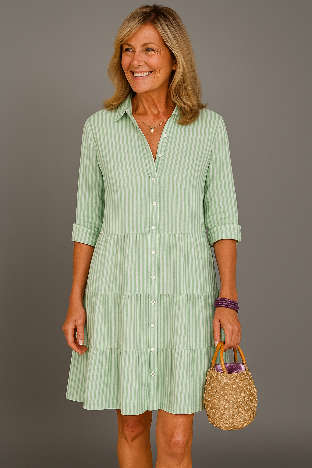 Alaiya™ | Flattering Striped Shirtdress