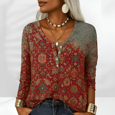 Lois™ | Stylish Floral V-Neck Longsleeve