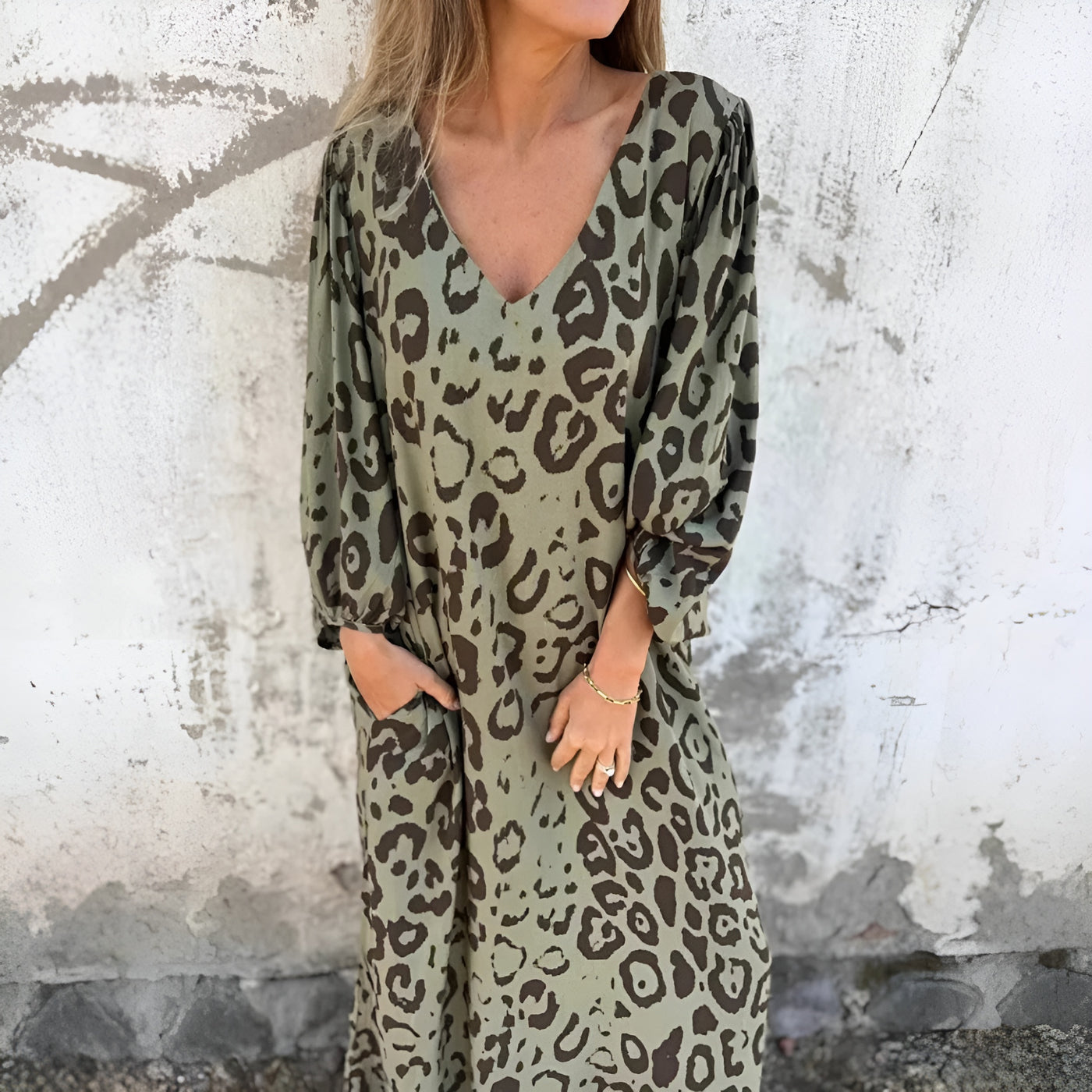 Klair™ | Elegant Leopard Maxi Dress