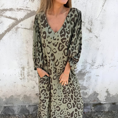 Klair™ | Elegant Leopard Maxi Dress