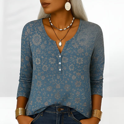 Lois™ | Stylish Floral V-Neck Longsleeve