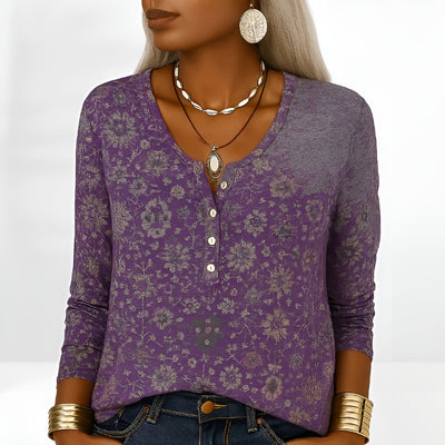 Lois™ | Stylish Floral V-Neck Longsleeve
