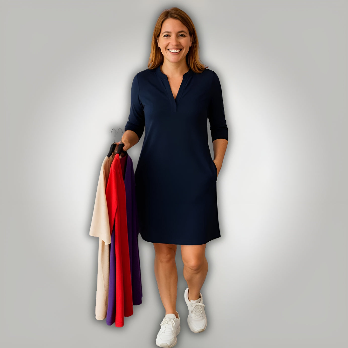 Janelle™ | Flattering V-neck Dress with Pockets
