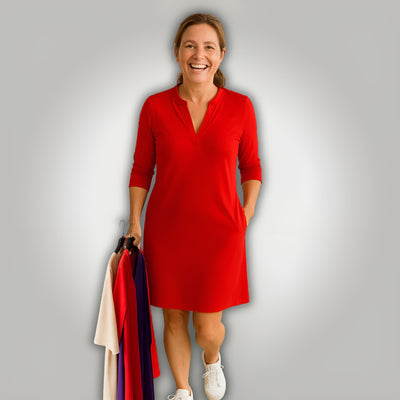 Janelle™ | Flattering V-neck Dress with Pockets