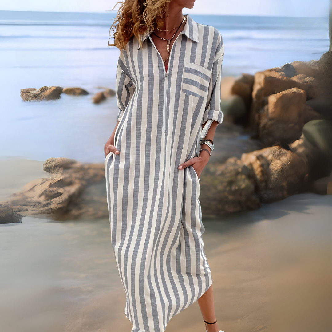 Marleen™ | Flattering Striped Maxi Dress