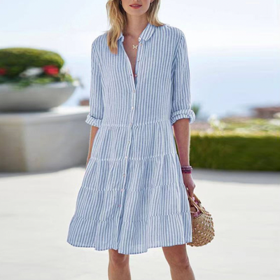 Alaiya™ | Flattering Striped Shirtdress